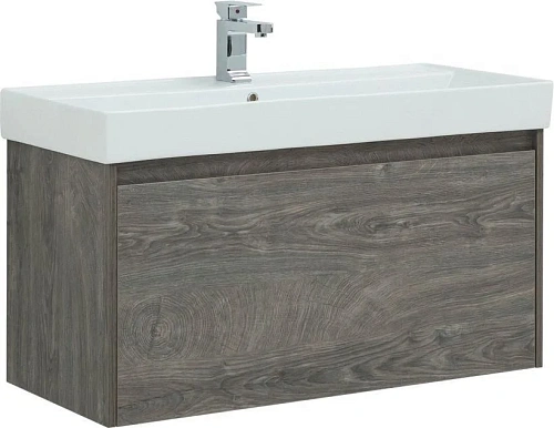 Тумба с раковиной Aquanet Nova Lite 100 дуб рошелье (1 ящик) 00242579 + 00242907 Тумба с раковиной Aquanet Nova Lite 100 дуб рошелье (1 ящик) 00242579 + 00242907