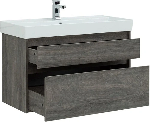 Тумба с раковиной Aquanet Nova Lite 100 дуб рошелье (2 ящика) 00242582 + 00242907 Тумба с раковиной Aquanet Nova Lite 100 дуб рошелье (2 ящика) 00242582 + 00242907