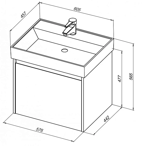 Тумба с раковиной Aquanet Nova Lite 60 дуб рошелье (1 ящик) 00245239 Тумба с раковиной Aquanet Nova Lite 60 дуб рошелье (1 ящик) 00245239