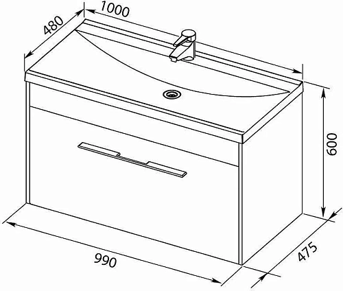 Тумба с раковиной Aquanet Августа 100 белый (ручка хром) 00287687 Тумба с раковиной Aquanet Августа 100 белый (ручка хром) 00287687