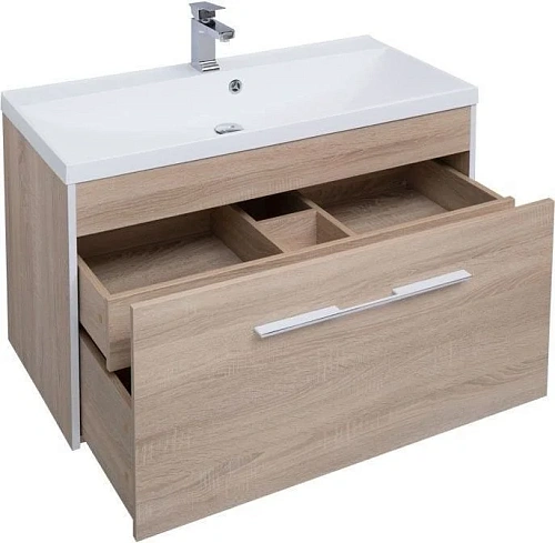 Тумба с раковиной Aquanet Августа 100 дуб сонома 00210021+00204096 Тумба с раковиной Aquanet Августа 100 дуб сонома 00210021+00204096