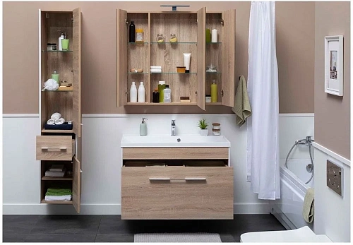 Тумба с раковиной Aquanet Августа 100 дуб сонома 00210021+00204096 Тумба с раковиной Aquanet Августа 100 дуб сонома 00210021+00204096