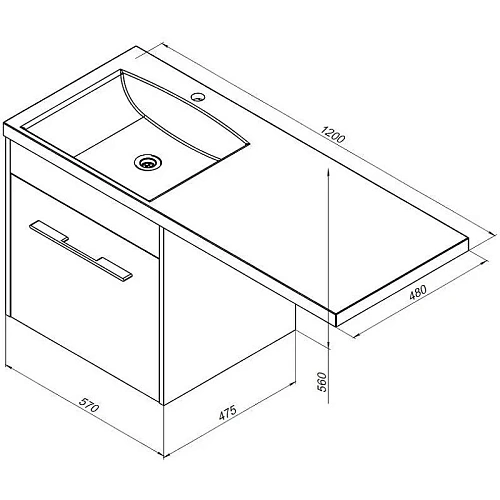 Тумба с раковиной Aquanet Августа 120 R белый 00239782 Тумба с раковиной Aquanet Августа 120 R белый 00239782