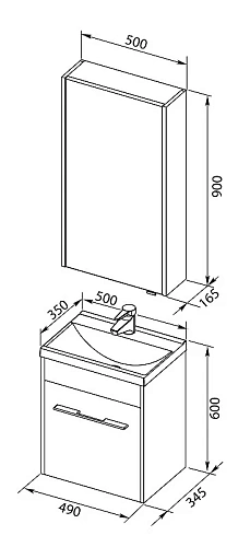 Тумба с раковиной Aquanet Августа 50 белый (ручка хром) 00287689 Тумба с раковиной Aquanet Августа 50 белый (ручка хром) 00287689