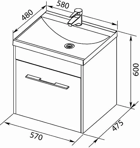Тумба с раковиной Aquanet Августа 58 белый (ручка хром) 00287691 Тумба с раковиной Aquanet Августа 58 белый (ручка хром) 00287691