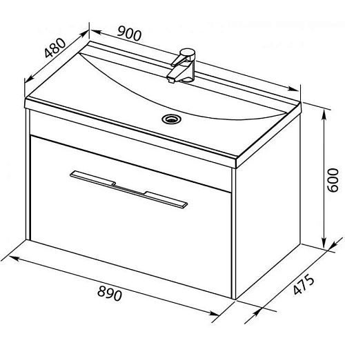 Тумба с раковиной Aquanet Августа 90 белый (ручка хром) 00287694 Тумба с раковиной Aquanet Августа 90 белый (ручка хром) 00287694