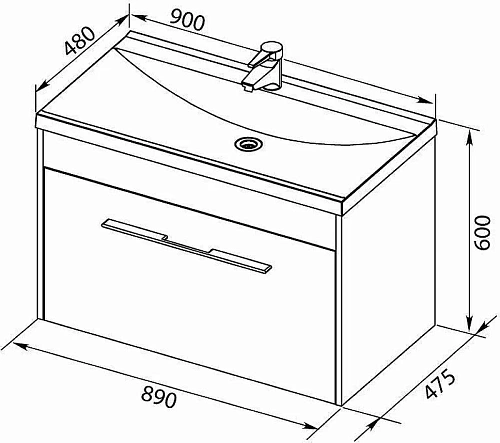 Тумба с раковиной Aquanet Августа 90 белый (ручка хром) 00287695 Тумба с раковиной Aquanet Августа 90 белый (ручка хром) 00287695
