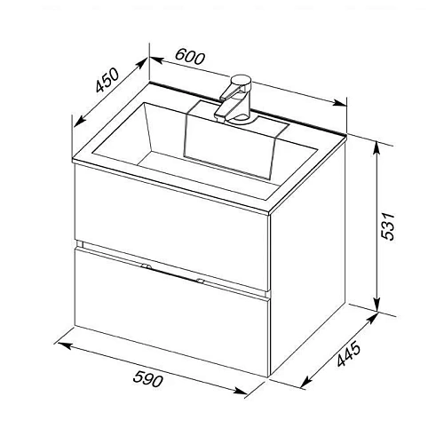 Тумба с раковиной Aquanet Алвита 60 белый 00184301+00181907 Тумба с раковиной Aquanet Алвита 60 белый 00184301+00181907