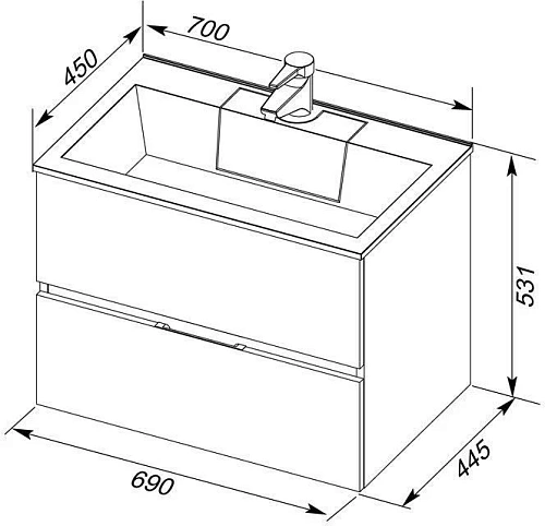 Тумба с раковиной Aquanet Алвита 70 белый 00212680 Тумба с раковиной Aquanet Алвита 70 белый 00212680