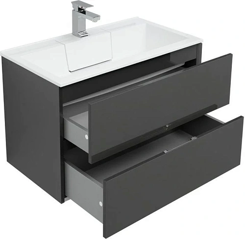 Тумба с раковиной Aquanet Алвита 80 серый антрацит 00215120 + 00187094 Тумба с раковиной Aquanet Алвита 80 серый антрацит 00215120 + 00187094