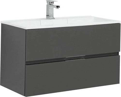Тумба с раковиной Aquanet Алвита 90 серый антрацит 00242609 Тумба с раковиной Aquanet Алвита 90 серый антрацит 00242609