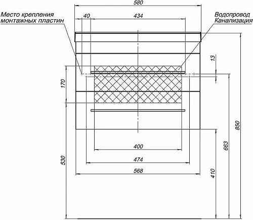 Тумба с раковиной Aquanet Верон 58 белый (подвесная 2 ящика) 00287669 Тумба с раковиной Aquanet Верон 58 белый (подвесная 2 ящика) 00287669
