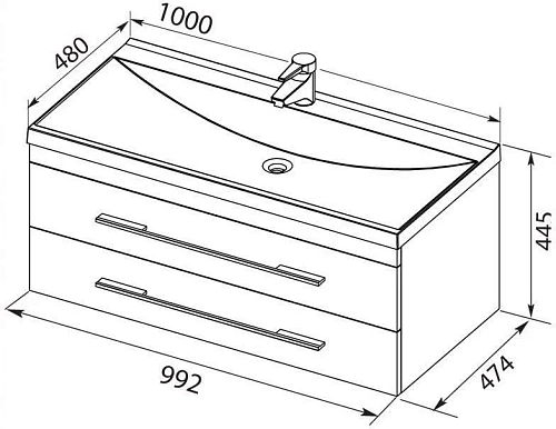 Тумба с раковиной Aquanet Верона 100 белый (подвесная 2 ящика) 00287664 Тумба с раковиной Aquanet Верона 100 белый (подвесная 2 ящика) 00287664
