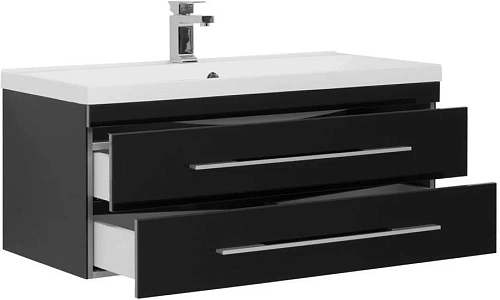 Тумба с раковиной Aquanet Верона 100 черный (подвесная 2 ящика) 00175387 + 00204096 Тумба с раковиной Aquanet Верона 100 черный (подвесная 2 ящика) 00175387 + 00204096