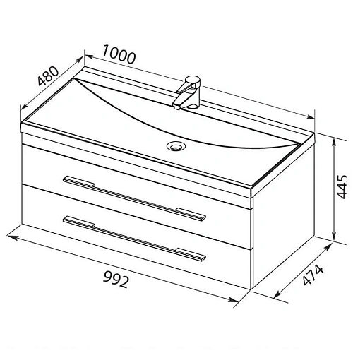 Тумба с раковиной Aquanet Верона 100 черный (подвесная 2 ящика) 00175387 + 00204096 Тумба с раковиной Aquanet Верона 100 черный (подвесная 2 ящика) 00175387 + 00204096