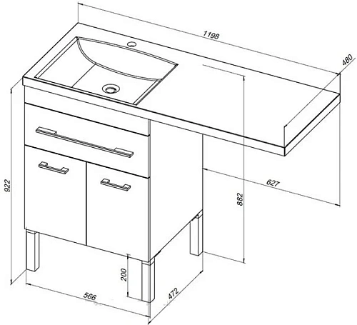 Тумба с раковиной Aquanet Верона 120 L белый (напольная, 1 ящик, 2 дверцы) 00239947 Тумба с раковиной Aquanet Верона 120 L белый (напольная, 1 ящик, 2 дверцы) 00239947