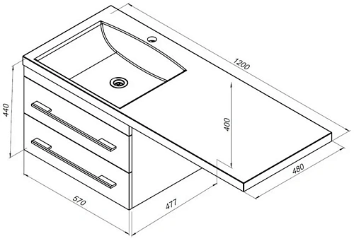 Тумба с раковиной Aquanet Верона 120 L белый (подвесная, 2 ящика) 00239789 Тумба с раковиной Aquanet Верона 120 L белый (подвесная, 2 ящика) 00239789