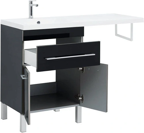 Тумба с раковиной Aquanet Верона 120 L черный (напольная, 1 ящик, 2 дверцы) 00182705 + 00239565 Тумба с раковиной Aquanet Верона 120 L черный (напольная, 1 ящик, 2 дверцы) 00182705 + 00239565