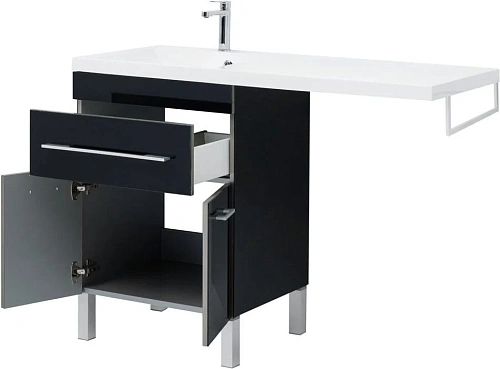 Тумба с раковиной Aquanet Верона 120 L черный (напольная, 1 ящик, 2 дверцы) 00182705 + 00239565 Тумба с раковиной Aquanet Верона 120 L черный (напольная, 1 ящик, 2 дверцы) 00182705 + 00239565