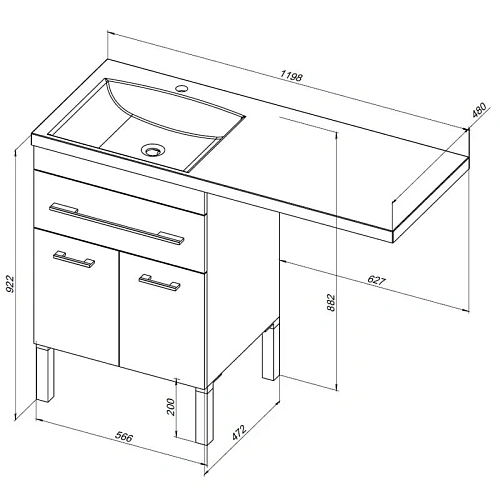 Тумба с раковиной Aquanet Верона 120 L черный (напольная, 1 ящик, 2 дверцы) 00182705 + 00239565 Тумба с раковиной Aquanet Верона 120 L черный (напольная, 1 ящик, 2 дверцы) 00182705 + 00239565