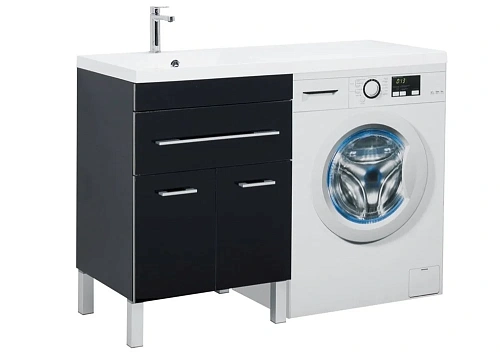 Тумба с раковиной Aquanet Верона 120 L черный (напольная, 1 ящик, 2 дверцы) 00182705 + 00239565 Тумба с раковиной Aquanet Верона 120 L черный (напольная, 1 ящик, 2 дверцы) 00182705 + 00239565