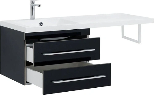 Тумба с раковиной Aquanet Верона 120 L черный (подвесная, 2 ящика) 00180175 + 00239565 Тумба с раковиной Aquanet Верона 120 L черный (подвесная, 2 ящика) 00180175 + 00239565