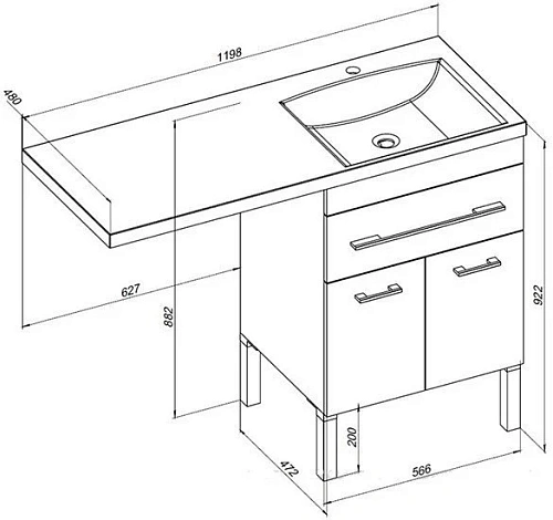Тумба с раковиной Aquanet Верона 120 R белый (напольная, 1 ящик, 2 дверцы) 00239949 Тумба с раковиной Aquanet Верона 120 R белый (напольная, 1 ящик, 2 дверцы) 00239949