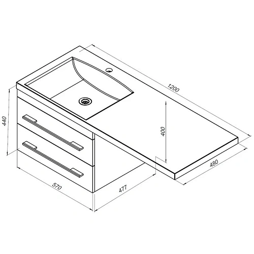 Тумба с раковиной Aquanet Верона 120 R белый (подвесная, 2 ящика) 00176667 + 00239568 Тумба с раковиной Aquanet Верона 120 R белый (подвесная, 2 ящика) 00176667 + 00239568