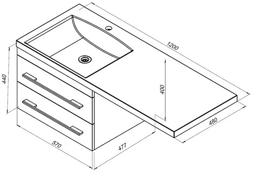 Тумба с раковиной Aquanet Верона 120 R белый (подвесная, 2 ящика) 00239946 Тумба с раковиной Aquanet Верона 120 R белый (подвесная, 2 ящика) 00239946