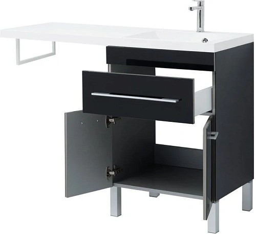 Тумба с раковиной Aquanet Верона 120 R черный (напольная, 1 ящик, 2 дверцы) 00182705 + 00239568 Тумба с раковиной Aquanet Верона 120 R черный (напольная, 1 ящик, 2 дверцы) 00182705 + 00239568