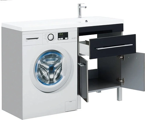 Тумба с раковиной Aquanet Верона 120 R черный (напольная, 1 ящик, 2 дверцы) 00182705 + 00239568 Тумба с раковиной Aquanet Верона 120 R черный (напольная, 1 ящик, 2 дверцы) 00182705 + 00239568