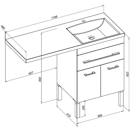 Тумба с раковиной Aquanet Верона 120 R черный (напольная, 1 ящик, 2 дверцы) 00182705 + 00239568 Тумба с раковиной Aquanet Верона 120 R черный (напольная, 1 ящик, 2 дверцы) 00182705 + 00239568
