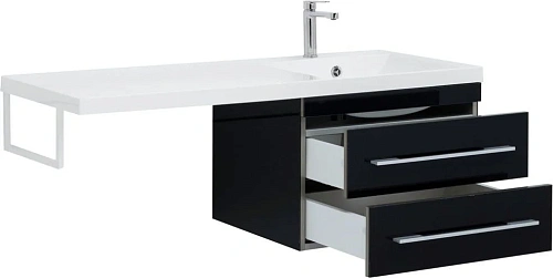 Тумба с раковиной Aquanet Верона 120 R черный (подвесная, 2 ящика) 00180175 + 00239568 Тумба с раковиной Aquanet Верона 120 R черный (подвесная, 2 ящика) 00180175 + 00239568
