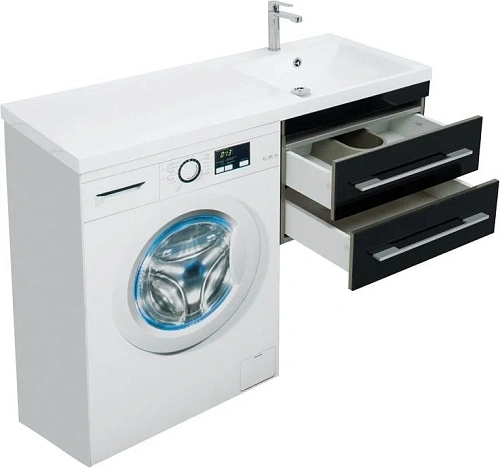 Тумба с раковиной Aquanet Верона 120 R черный (подвесная, 2 ящика) 00180175 + 00239568 Тумба с раковиной Aquanet Верона 120 R черный (подвесная, 2 ящика) 00180175 + 00239568