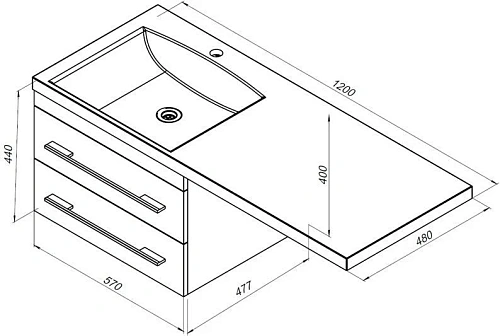 Тумба с раковиной Aquanet Верона 120 R черный (подвесная, 2 ящика) 00180175 + 00239568 Тумба с раковиной Aquanet Верона 120 R черный (подвесная, 2 ящика) 00180175 + 00239568