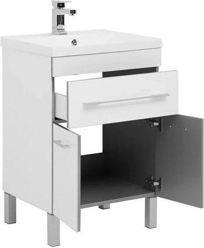 Тумба с раковиной Aquanet Верона 58 белый (напольная 1 ящик 2 дверцы) 00287667 Тумба с раковиной Aquanet Верона 58 белый (напольная 1 ящик 2 дверцы) 00287667