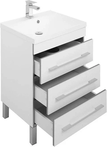 Тумба с раковиной Aquanet Верона 58 белый (напольная 3 ящика) 00287668 Тумба с раковиной Aquanet Верона 58 белый (напольная 3 ящика) 00287668