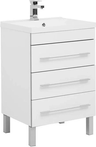Тумба с раковиной Aquanet Верона 58 белый (напольная 3 ящика) 00287668 Тумба с раковиной Aquanet Верона 58 белый (напольная 3 ящика) 00287668