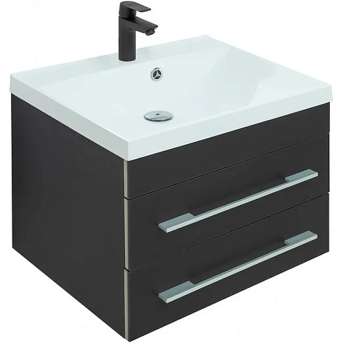 Тумба с раковиной Aquanet Верона 58 черный матовый 00287644 Тумба с раковиной Aquanet Верона 58 черный матовый 00287644