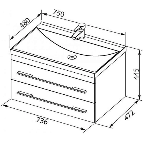 Тумба с раковиной Aquanet Верона 75 New белый матовый 00281096 Тумба с раковиной Aquanet Верона 75 New белый матовый 00281096