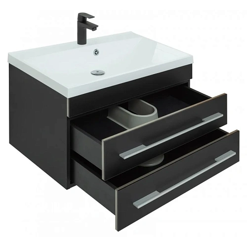 Тумба с раковиной Aquanet Верона 75 New черный матовый 00281097 Тумба с раковиной Aquanet Верона 75 New черный матовый 00281097