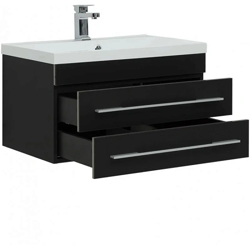 Тумба с раковиной Aquanet Верона 75 New черный матовый 00281097 Тумба с раковиной Aquanet Верона 75 New черный матовый 00281097