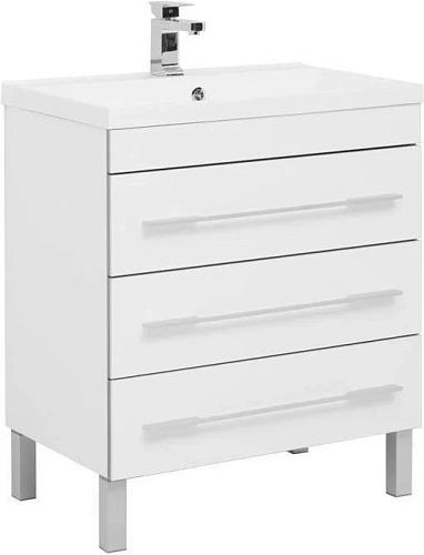 Тумба с раковиной Aquanet Верона 75 белый (напольная 3 ящика) 00287671 Тумба с раковиной Aquanet Верона 75 белый (напольная 3 ящика) 00287671