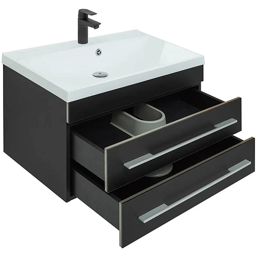 Тумба с раковиной Aquanet Верона 75 черный матовый 00287646 Тумба с раковиной Aquanet Верона 75 черный матовый 00287646