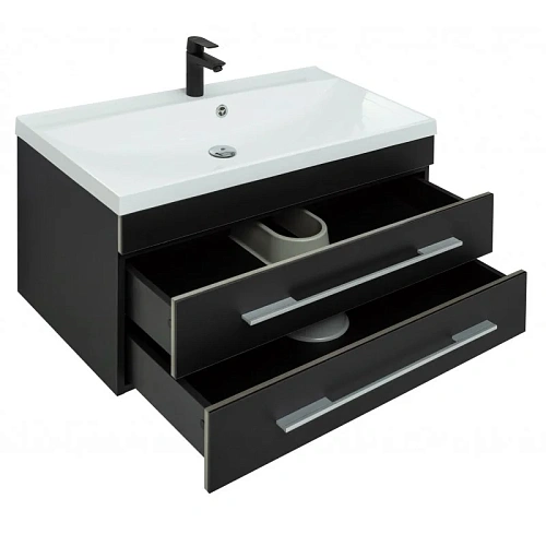 Тумба с раковиной Aquanet Верона 90 New черный матовый 00281099 Тумба с раковиной Aquanet Верона 90 New черный матовый 00281099