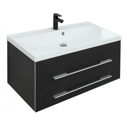 Тумба с раковиной Aquanet Верона 90 New черный матовый 00281099 Тумба с раковиной Aquanet Верона 90 New черный матовый 00281099