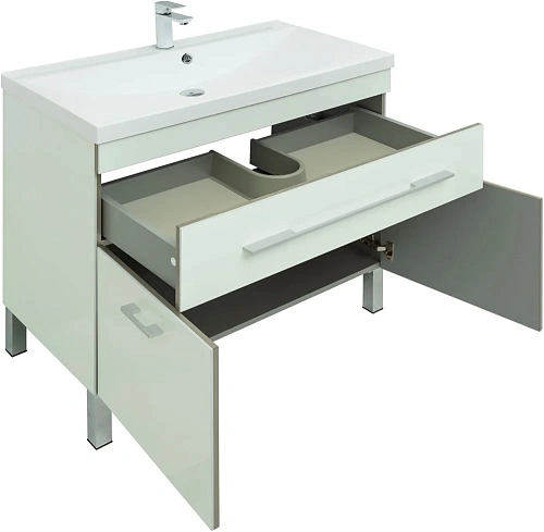 Тумба с раковиной Aquanet Верона 90 белый (напольная 1 ящик 2 дверцы) 00287673 Тумба с раковиной Aquanet Верона 90 белый (напольная 1 ящик 2 дверцы) 00287673