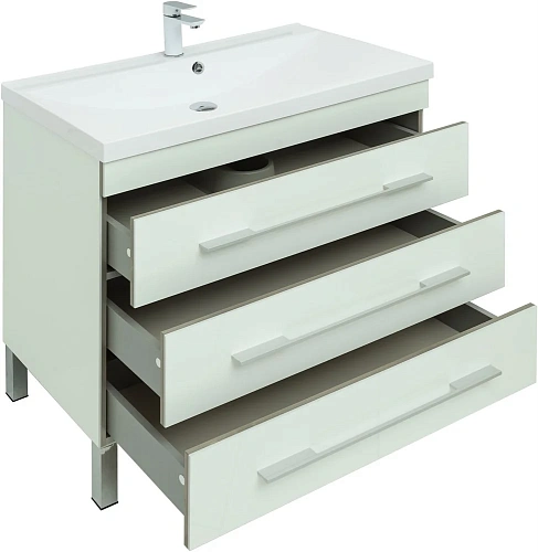 Тумба с раковиной Aquanet Верона 90 белый (напольная 3 ящика) 00287674 Тумба с раковиной Aquanet Верона 90 белый (напольная 3 ящика) 00287674