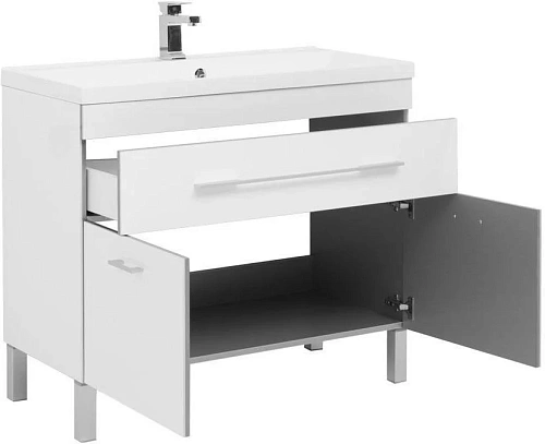 Тумба с раковиной Aquanet Верона NEW 100 белый (напольная 1 ящик 2 дверцы) 00182710 + 00204096 Тумба с раковиной Aquanet Верона NEW 100 белый (напольная 1 ящик 2 дверцы) 00182710 + 00204096