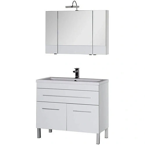 Тумба с раковиной Aquanet Верона NEW 100 белый (напольная 1 ящик 2 дверцы) 00213034 Тумба с раковиной Aquanet Верона NEW 100 белый (напольная 1 ящик 2 дверцы) 00213034